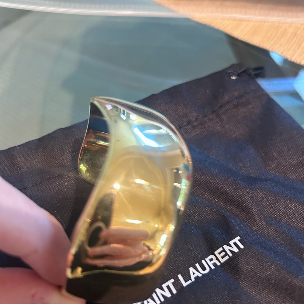 Saint Laurent Wavy gold-tone cuff